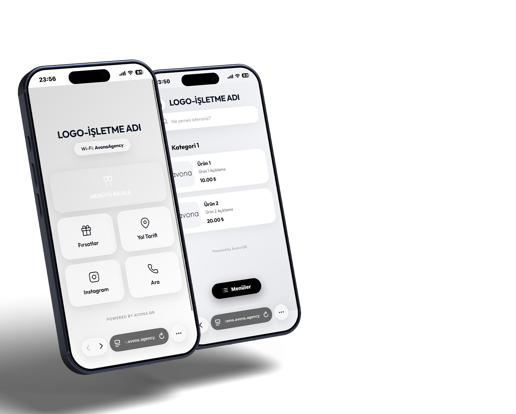 Avona QR Menu System